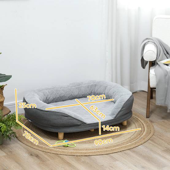 Canapé pour Chien et Chat Déhoussable Lit pour Animaux avec Pieds en Bois 90x78 cm Gris - ComfortXL Outdoor Living - Image 5