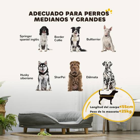 Canapé pour Chien et Chat Déhoussable Lit pour Animaux avec Pieds en Bois 90x78 cm Gris - ComfortXL Outdoor Living - Image 6