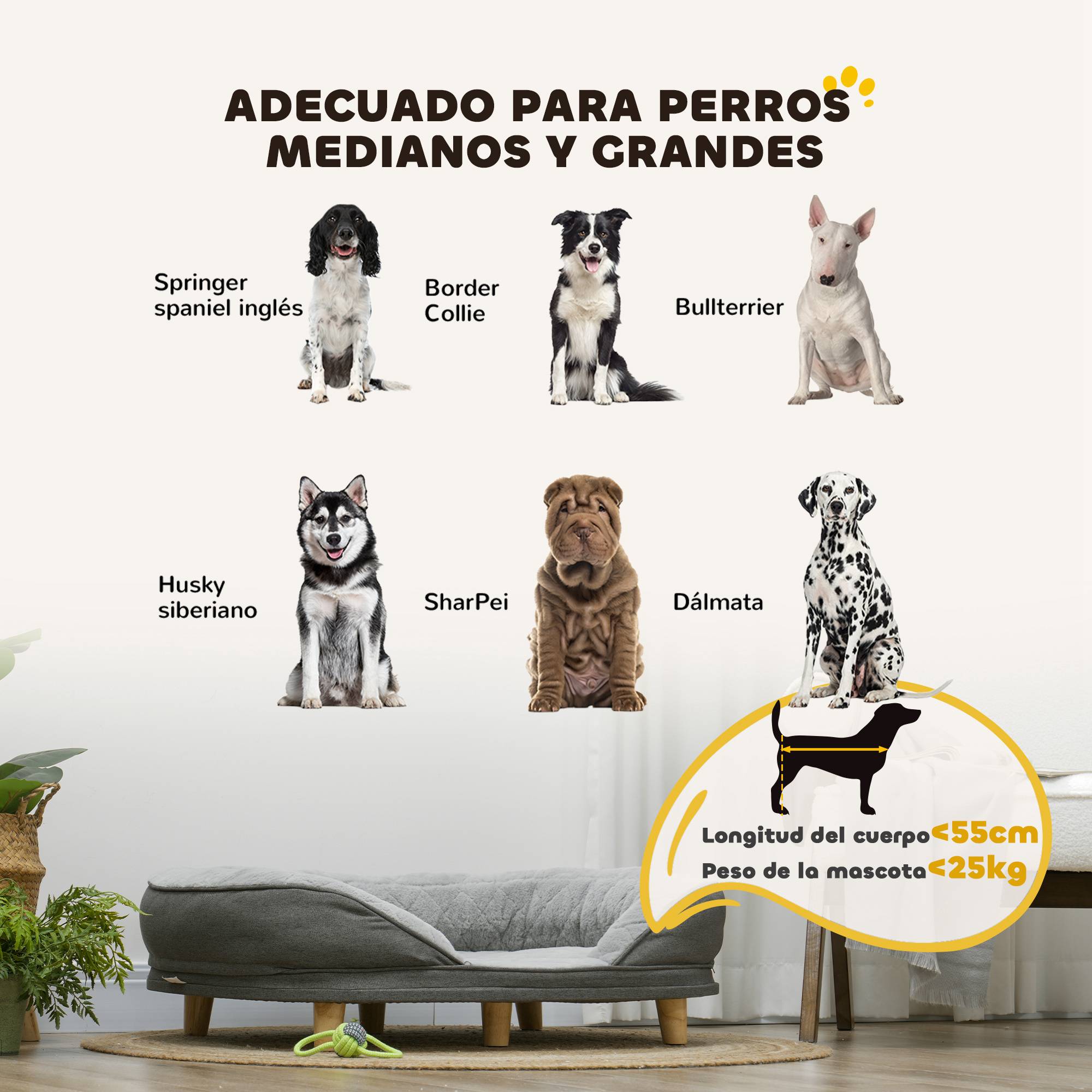 Canapé pour Chien et Chat Déhoussable Lit pour Animaux avec Pieds en Bois 90x78 cm Gris - ComfortXL Outdoor Living - Image 6