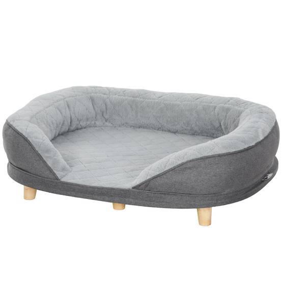 Canapé pour Chien et Chat Déhoussable Lit pour Animaux avec Pieds en Bois 90x78 cm Gris - ComfortXL Outdoor Living - Image 2