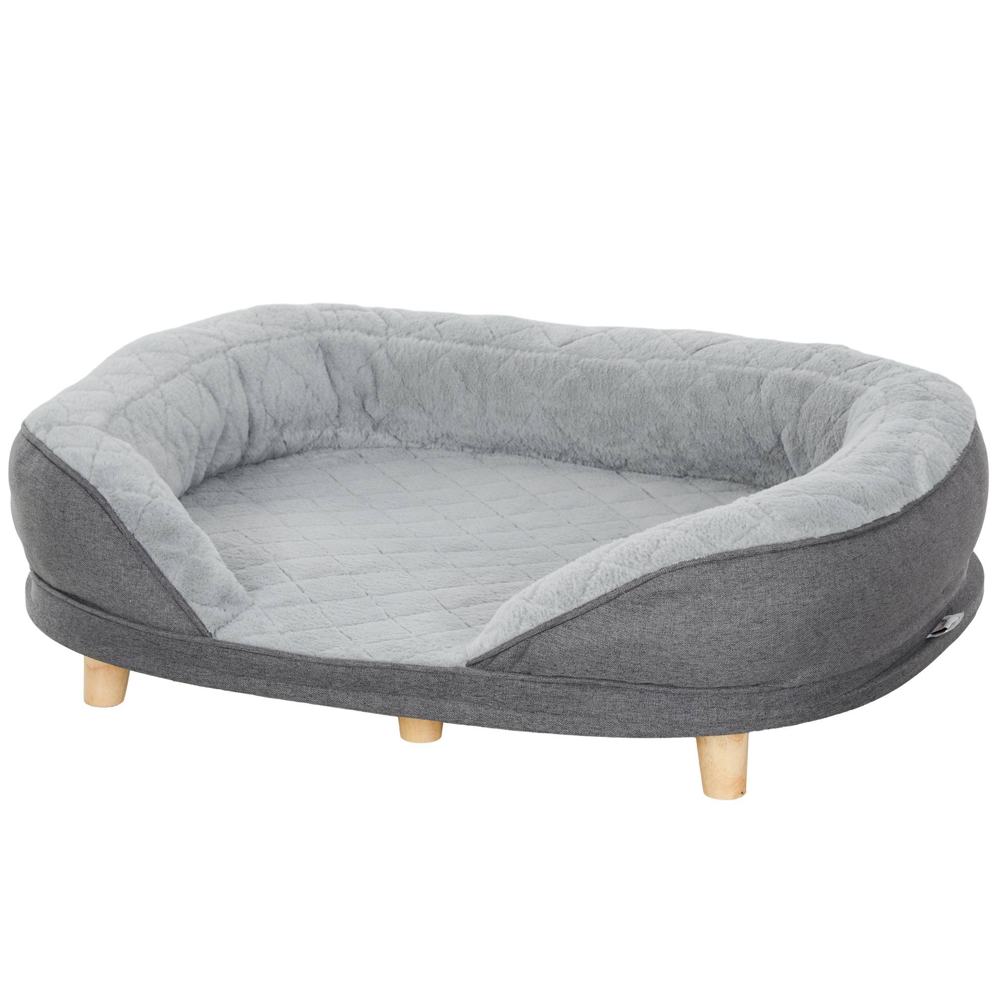 Canapé pour Chien et Chat Déhoussable Lit pour Animaux avec Pieds en Bois 90x78 cm Gris - ComfortXL Outdoor Living - Image 2