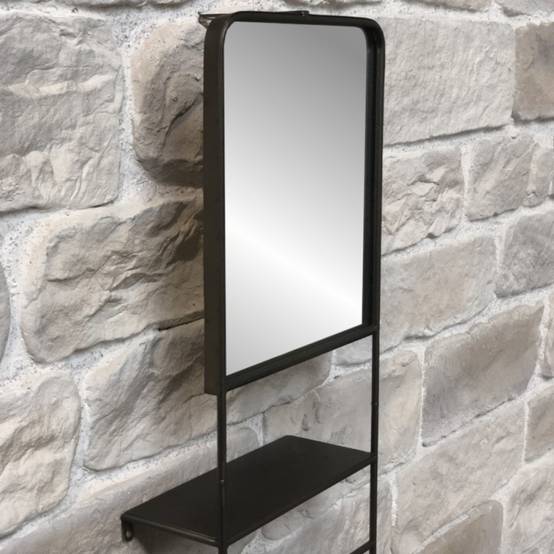 ~ Miroir porte-serviettes en métal gris 35 x 15 x 100 cm Chemin de campagne - Imagen 5