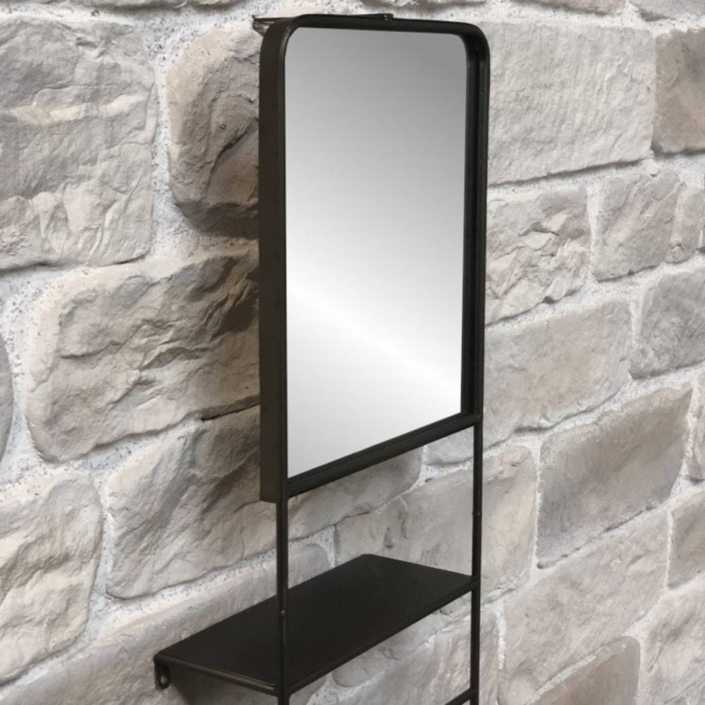 ~ Miroir porte-serviettes en métal gris 35 x 15 x 100 cm Chemin de campagne - Imagen 5