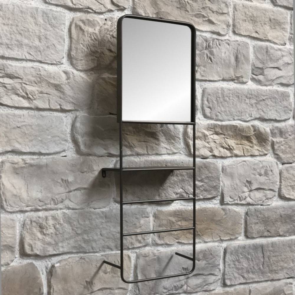 ~ Miroir porte-serviettes en métal gris 35 x 15 x 100 cm Chemin de campagne - Imagen 2