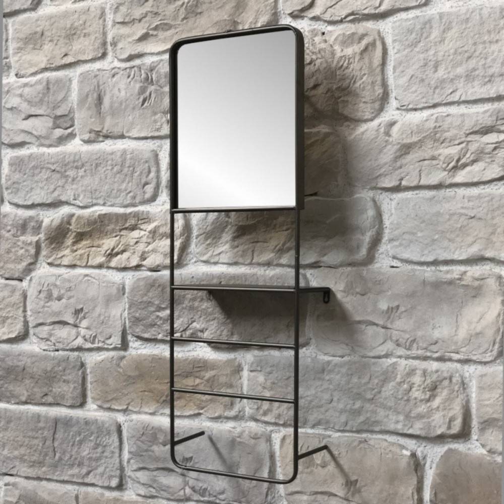 ~ Miroir porte-serviettes en métal gris 35 x 15 x 100 cm Chemin de campagne - Imagen 3