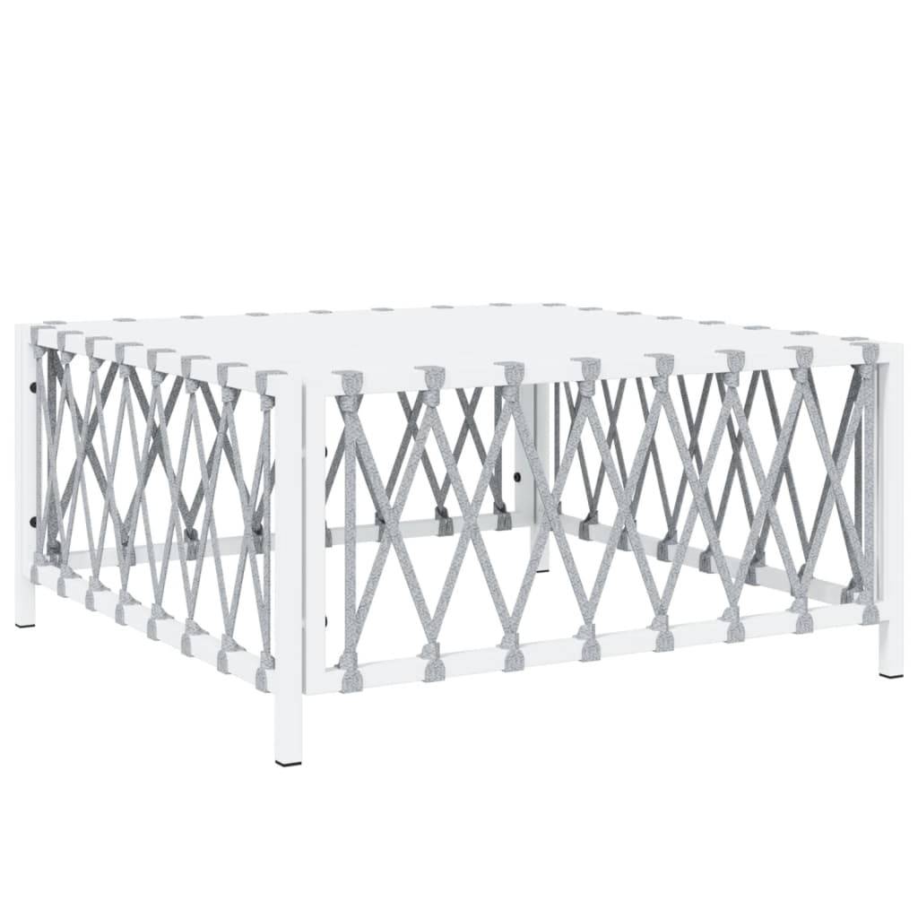 Helloshop26 - Salon de jardin meuble d'extérieur ensemble de mobilier 7 pièces avec coussins blanc acier - Imagen 4