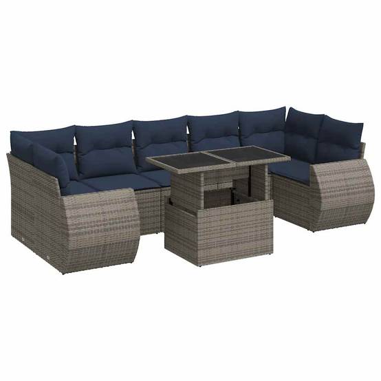 Salon de Jardin 8 Personnes Résine Tressée avec Rangement Modulable pour Extérieur Gris – ComfortXL Outdoor Living - Image 2