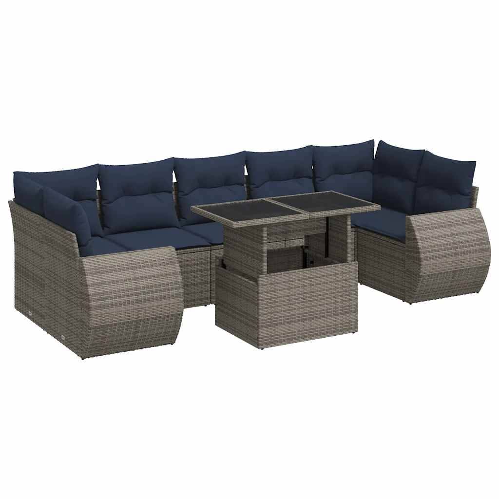 Salon de Jardin 8 Personnes Résine Tressée avec Rangement Modulable pour Extérieur Gris – ComfortXL Outdoor Living - Image 2