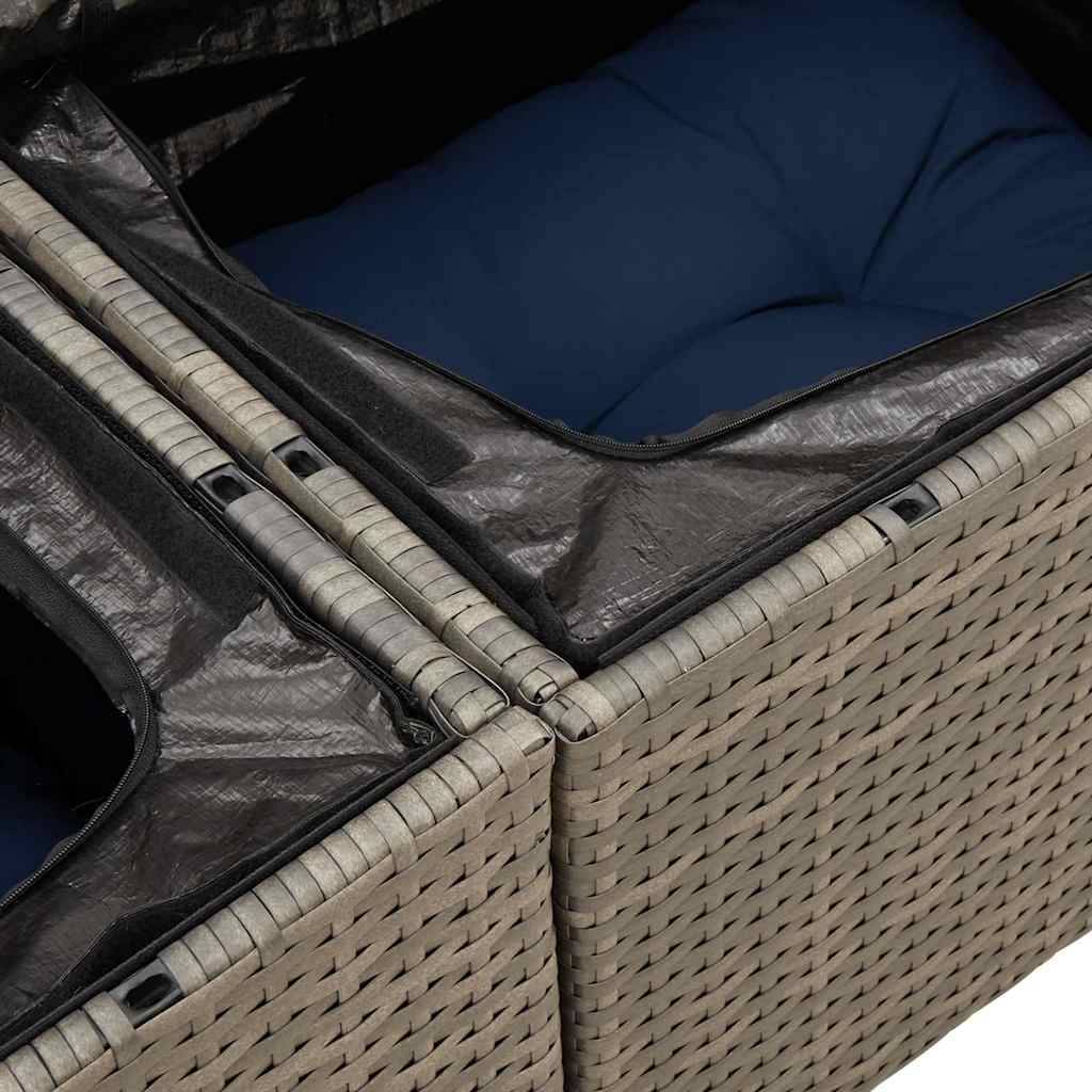 Salon de Jardin 8 Personnes Résine Tressée avec Rangement Modulable pour Extérieur Gris – ComfortXL Outdoor Living - Image 5