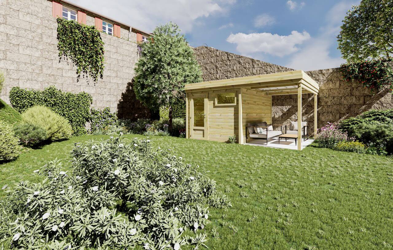 Sans Marque - ABRI DE JARDIN bois  autoclave 27mm - 4,64x3,44m / 16m2 - Bac acier - Abri Français - Imagen 2