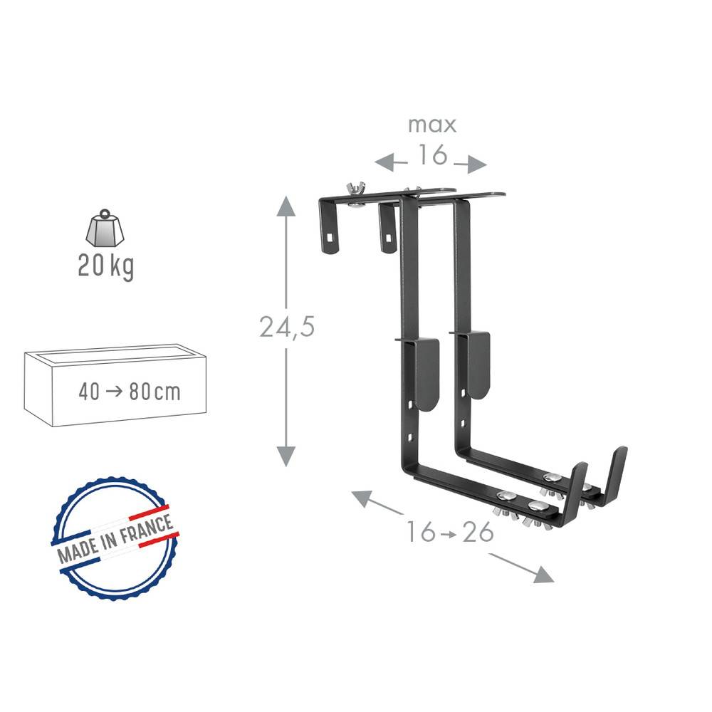 Louis Moulin - Lot de 2 supports tout reglable pour jardinière - 16 à 26 cm - Acier époxy Louis Moulin - Image 2
