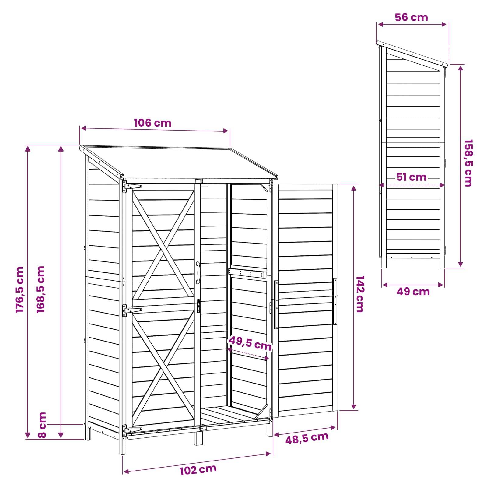 Vidaxl - Abri de jardin Marron 106 x 56 x 176,5 cm Bois de Sapin Massif 0.6m² vidaXL 42033483 - Image 3