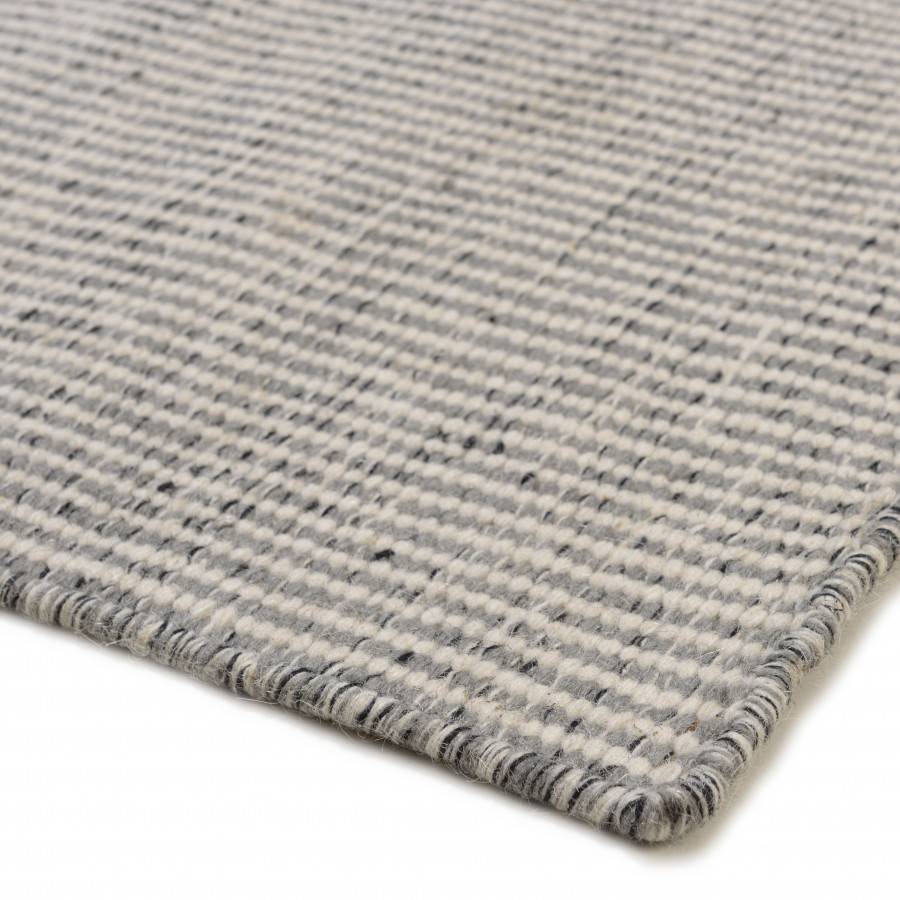 Macabane - QUENTIN - Tapis rect 160x230cm en laine tissée couleur blanc/gris chiné - Imagen 6