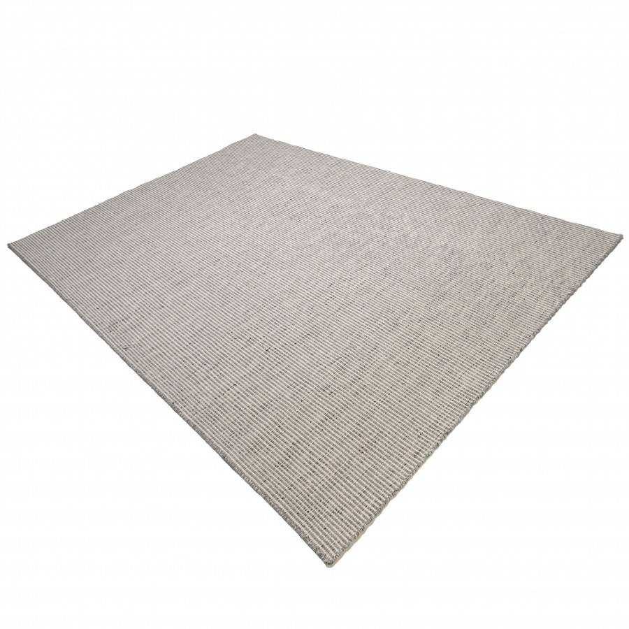 Macabane - QUENTIN - Tapis rect 160x230cm en laine tissée couleur blanc/gris chiné - Imagen 5