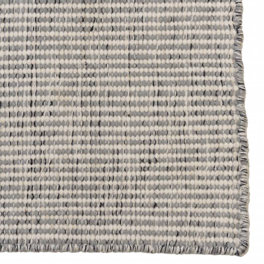Macabane - QUENTIN - Tapis rect 160x230cm en laine tissée couleur blanc/gris chiné - Imagen 7