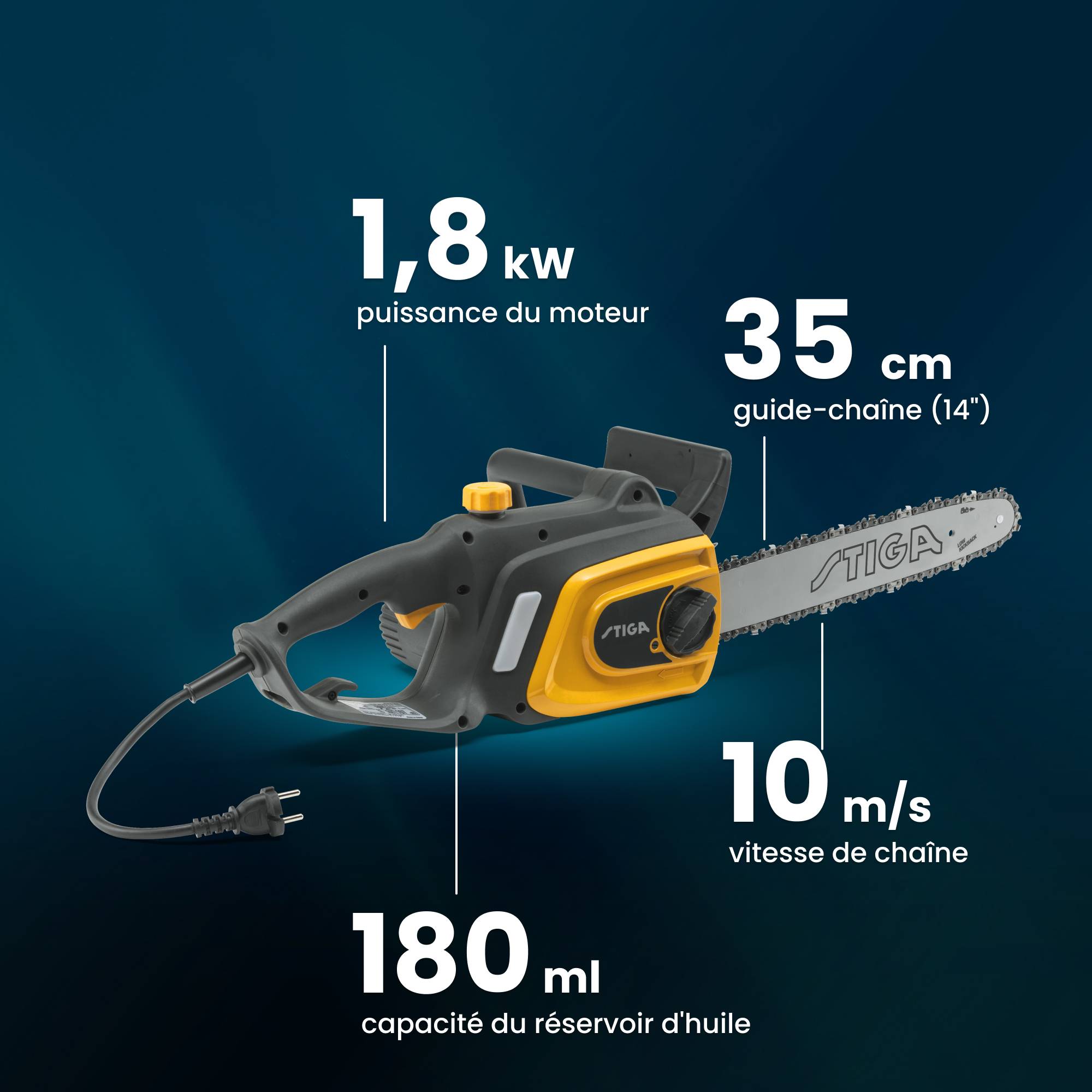 Stiga - Tronçonneuse CS 118c (14"), moteur 1,8 kW, guide 35 cm, frein manuel - STIGA - Image 4