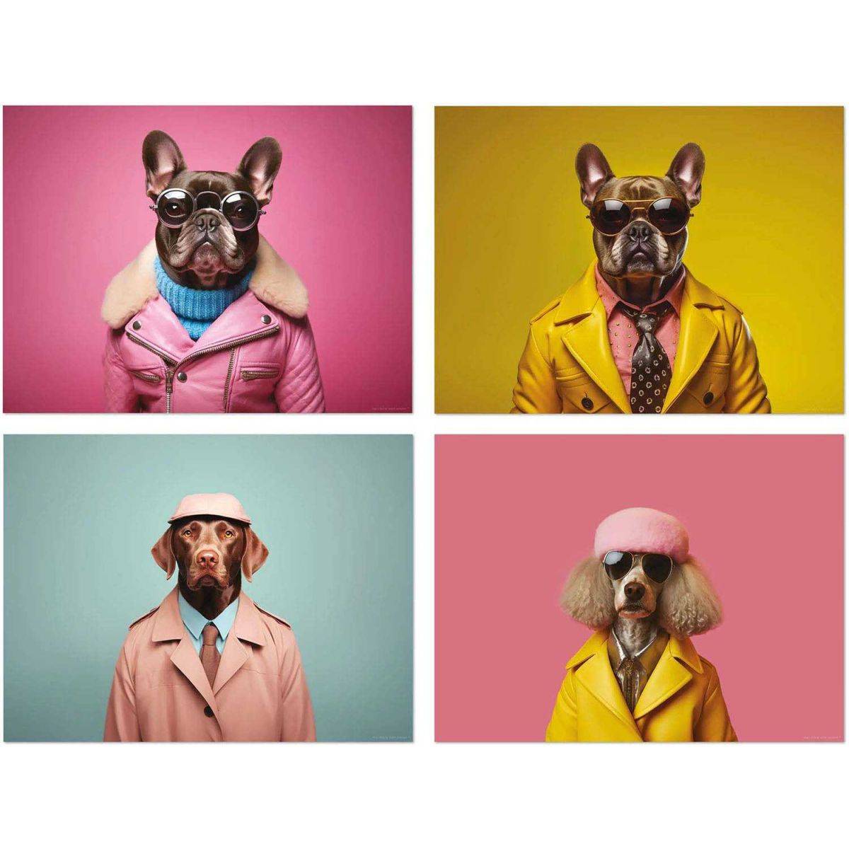 Set de table en vinyle 40 x 30 cm Funny dog Lot de 4 sets de table assortis - Imagen 1