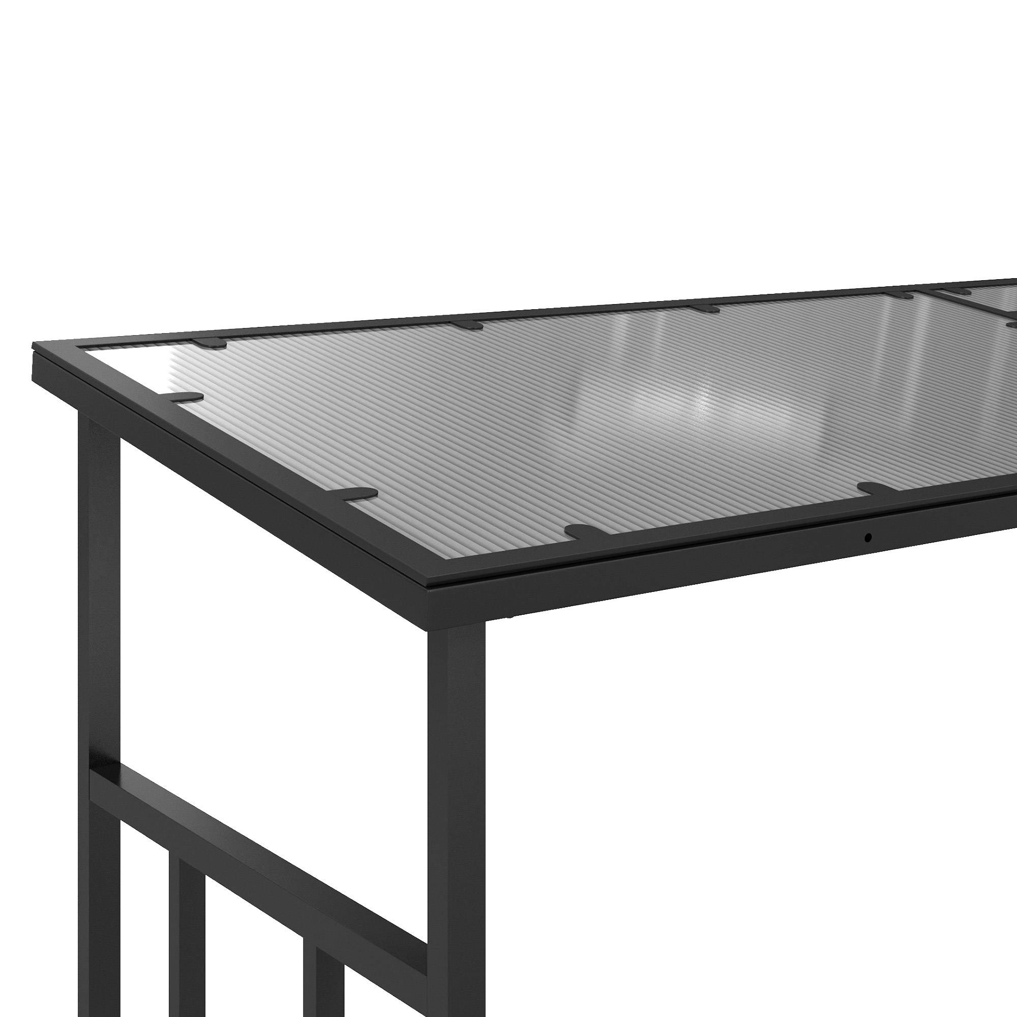 ComfortXL - Abri-bûches extérieur en métal noir 185 x 62 x 184 cm avec toit en polycarbonate et panneaux imperméables - Image 8
