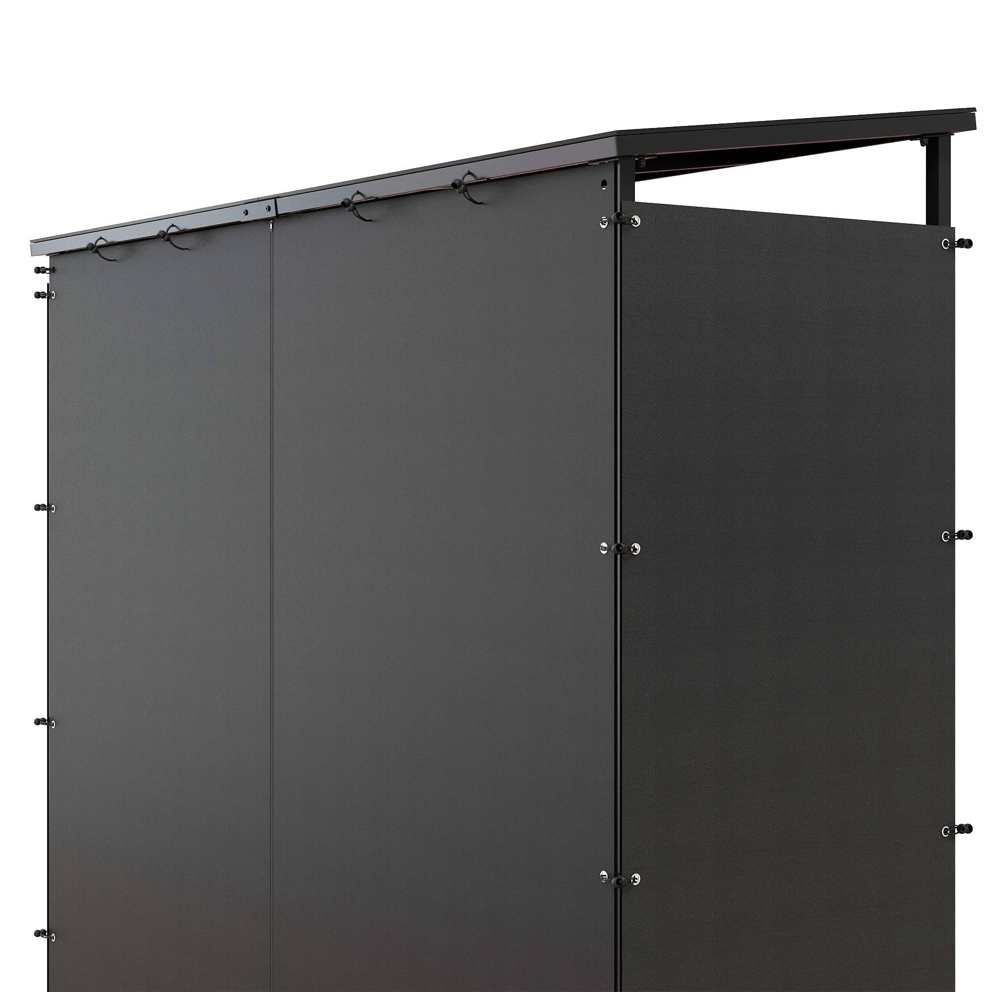 ComfortXL - Abri-bûches extérieur en métal noir 185 x 62 x 184 cm avec toit en polycarbonate et panneaux imperméables - Image 9