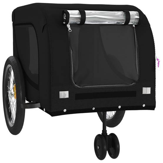 Remorque de vélo pour animaux fer et tissu noir 134 x 68 x 74 cm - PANGIVO - Image 4