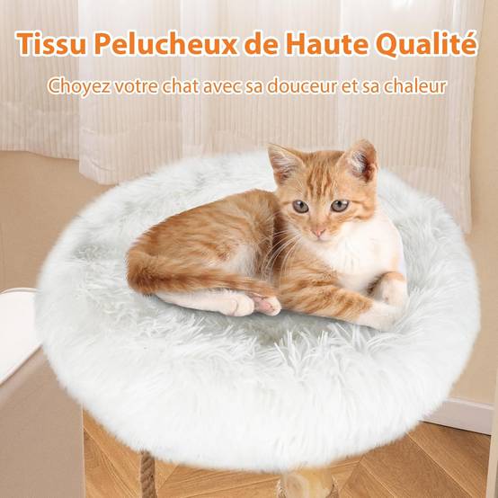 Arbre à Chat, Arbre a Chat Bois de Poirier, 3 Plateformes, Poteaux à Griffer en Jute, Corde en Jute, Tissu Peluche, Tour pour Chaton à 3 Niveaux, Chaq - Image 5