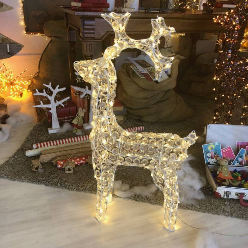 Lotti - Renne lumineux cristaux acrylique H90CM 200 LED blanc chaud fixe 24V extérieur professionnel Lotti - Imagen 2