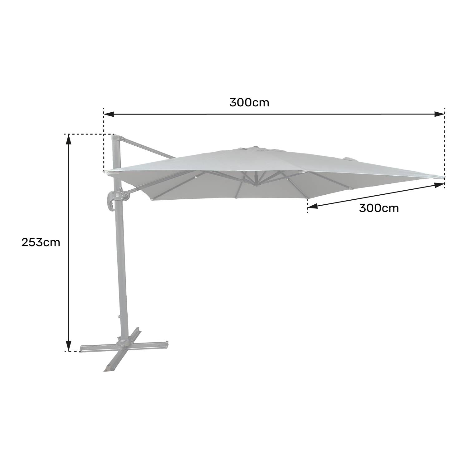 Happy Garden - Parasol déporté MOLOKAI carré 3x3m taupe + housse - HAPPY GARDEN - Imagen 5