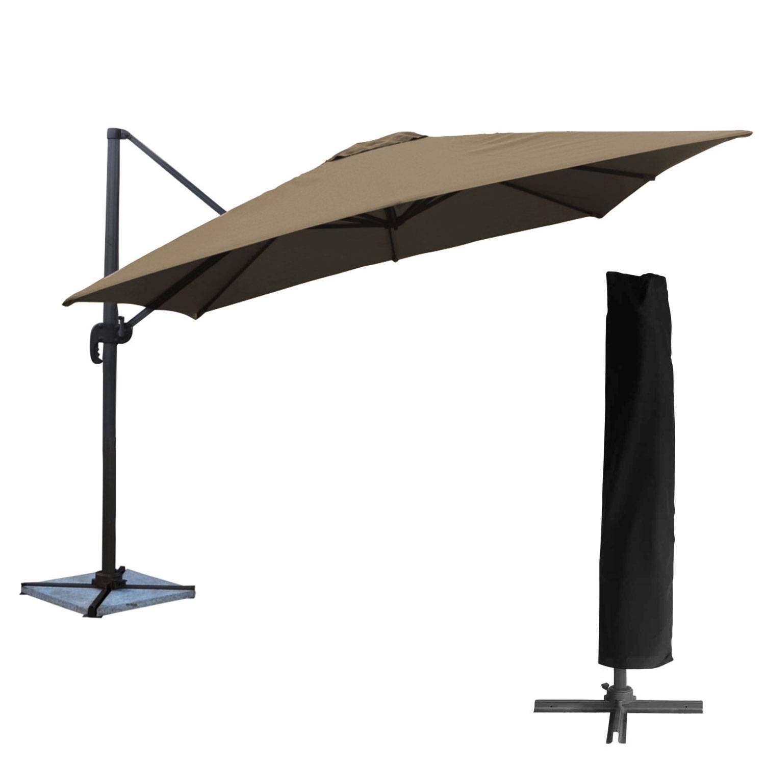 Happy Garden - Parasol déporté MOLOKAI carré 3x3m taupe + housse - HAPPY GARDEN - Imagen 1