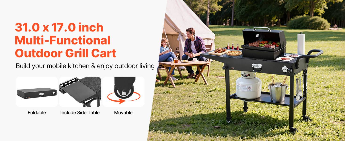Vevor - VEVOR Desserte de Jardin Chariot de Barbecue pour Plancha Pliable 78,7x43,2 cm - Image 9