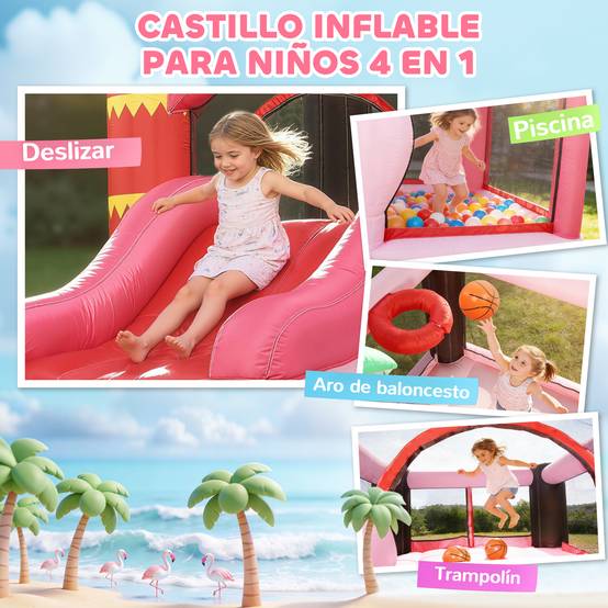 Château gonflable souffleur toboggan trampoline piscine à balles panier basket 255 × 230 × 196 cm jeu enfant - Image 6