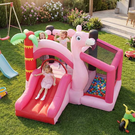 Château gonflable souffleur toboggan trampoline piscine à balles panier basket 255 × 230 × 196 cm jeu enfant - Image 4