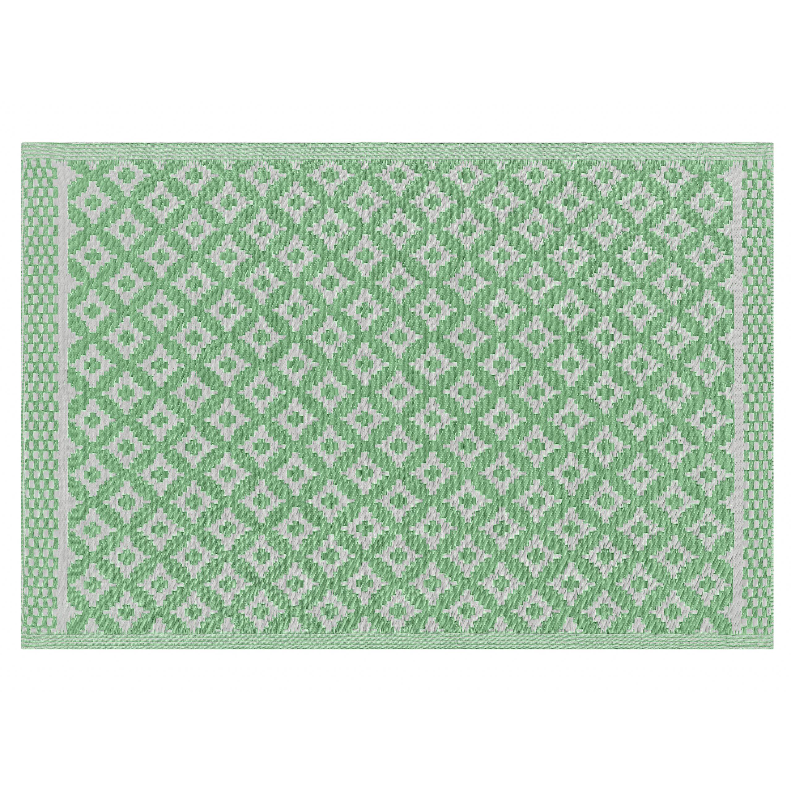 Beliani - Tapis d'Extérieur et Intérieur au Motif Géométrique Vert Polyvalent 120 x 180 cm Idéal pour Terrasse ou Jardin Scandinave et Boho Beliani - Imagen 1
