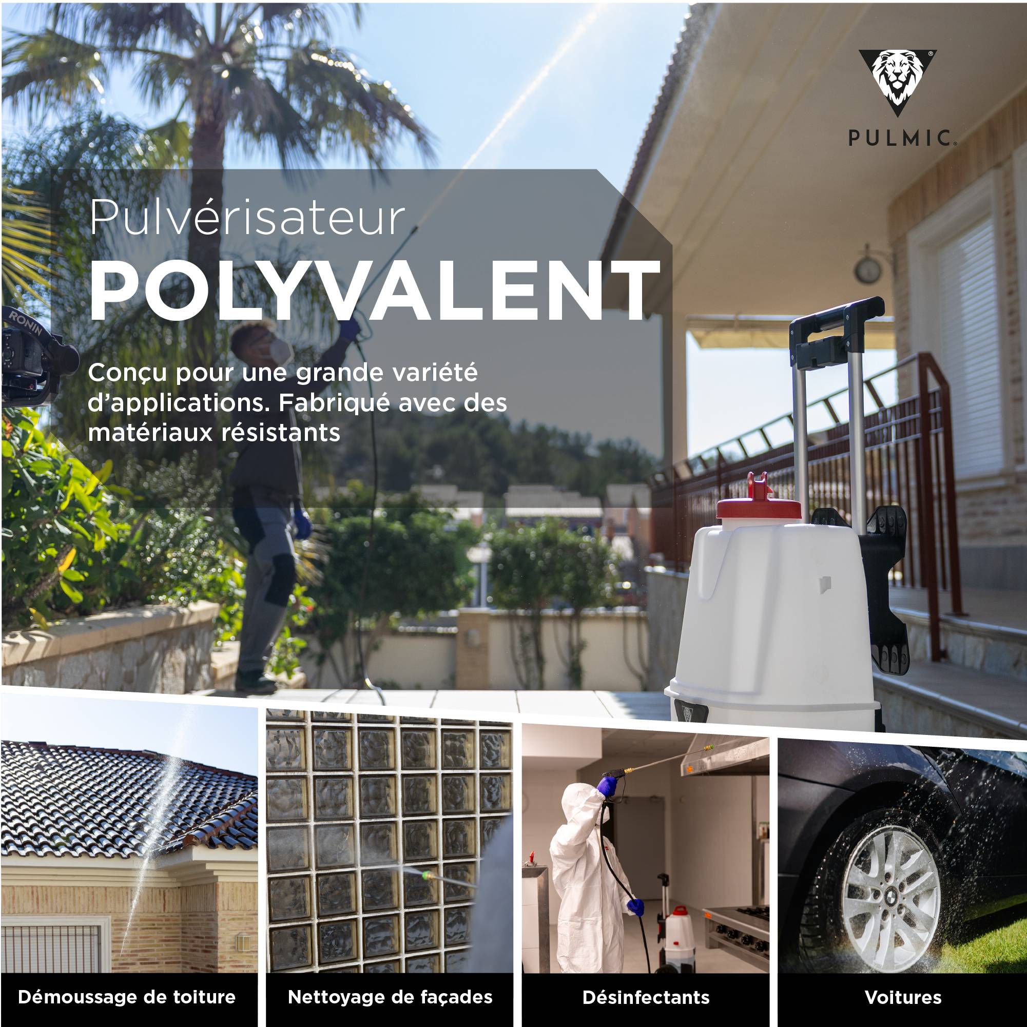 Pulvérisateur Électrique Spécial Toiture, Démoussage, Nettoyage et Applications en Hauteur. Projette 10m. 35L, 7 Bar, Autonomie 6h, Tuyau 6m. - Image 4