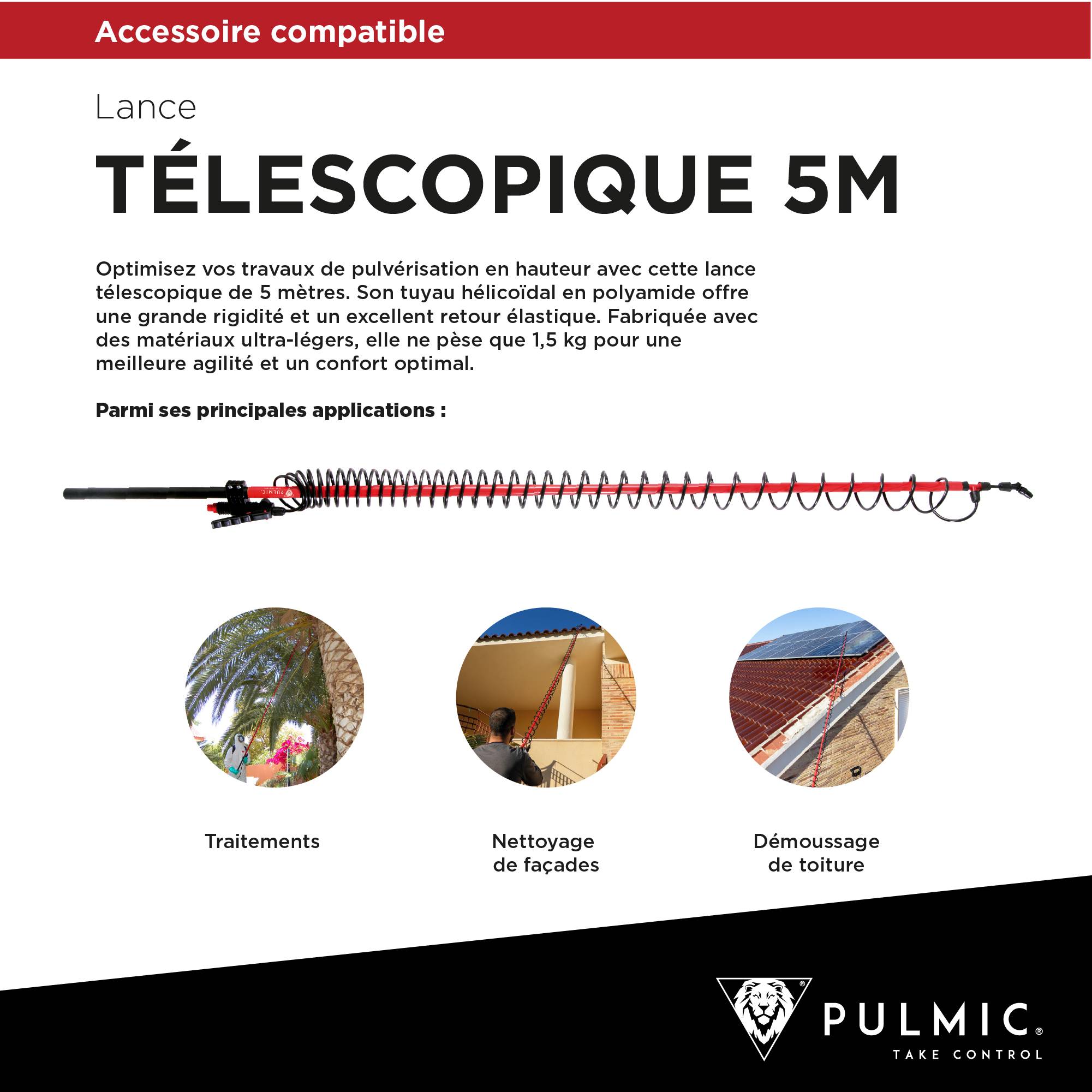 Pulvérisateur Électrique Spécial Toiture, Démoussage, Nettoyage et Applications en Hauteur. Projette 10m. 35L, 7 Bar, Autonomie 6h, Tuyau 6m. - Image 6
