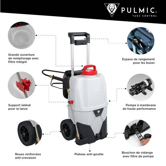 Pulvérisateur Électrique Spécial Toiture, Démoussage, Nettoyage et Applications en Hauteur. Projette 10m. 35L, 7 Bar, Autonomie 6h, Tuyau 6m. - Image 2