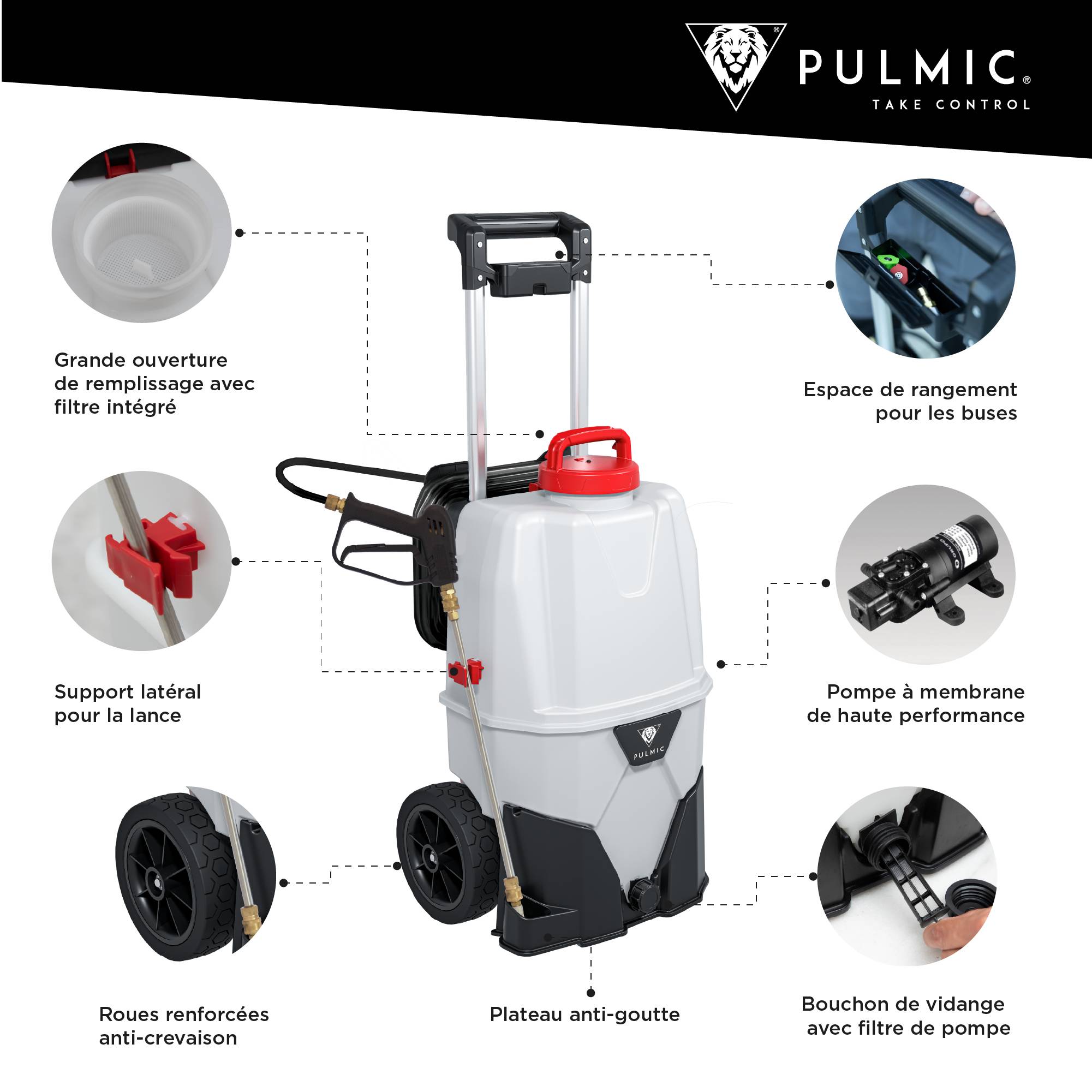 Pulvérisateur Électrique Spécial Toiture, Démoussage, Nettoyage et Applications en Hauteur. Projette 10m. 35L, 7 Bar, Autonomie 6h, Tuyau 6m. - Image 2