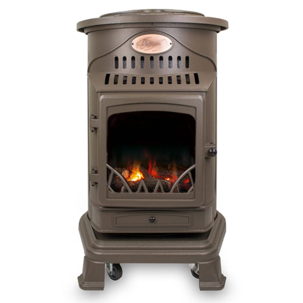 Universal - Poele à gaz 3400W Marron miel Effet flamme Provence UNIVERSAL - Imagen 1