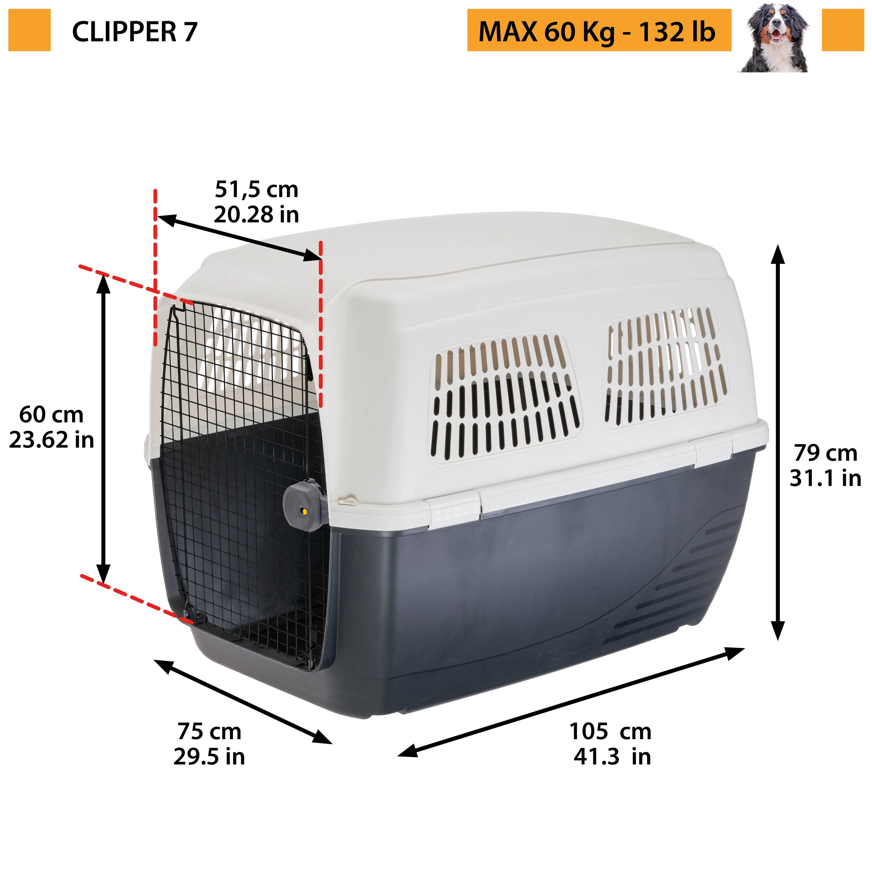 Ferplast - Ferplast Cage de Transport pour Chiens CLIPPER PLUS, IATA, Boite Panier Transport Grand Chien max 60 Kg, fermeture sécurisée, Compartiment pour - Image 2