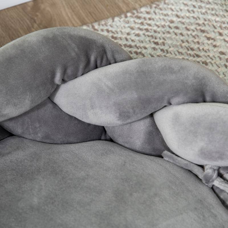 Panier Rond Chien Chat Corde Coton Tressé Coussin Doux Lavable Ø55cm Gris - ComfortXL Pet Living - Image 7