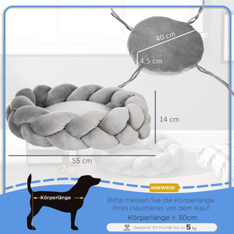 Panier Rond Chien Chat Corde Coton Tressé Coussin Doux Lavable Ø55cm Gris - ComfortXL Pet Living - Image 3