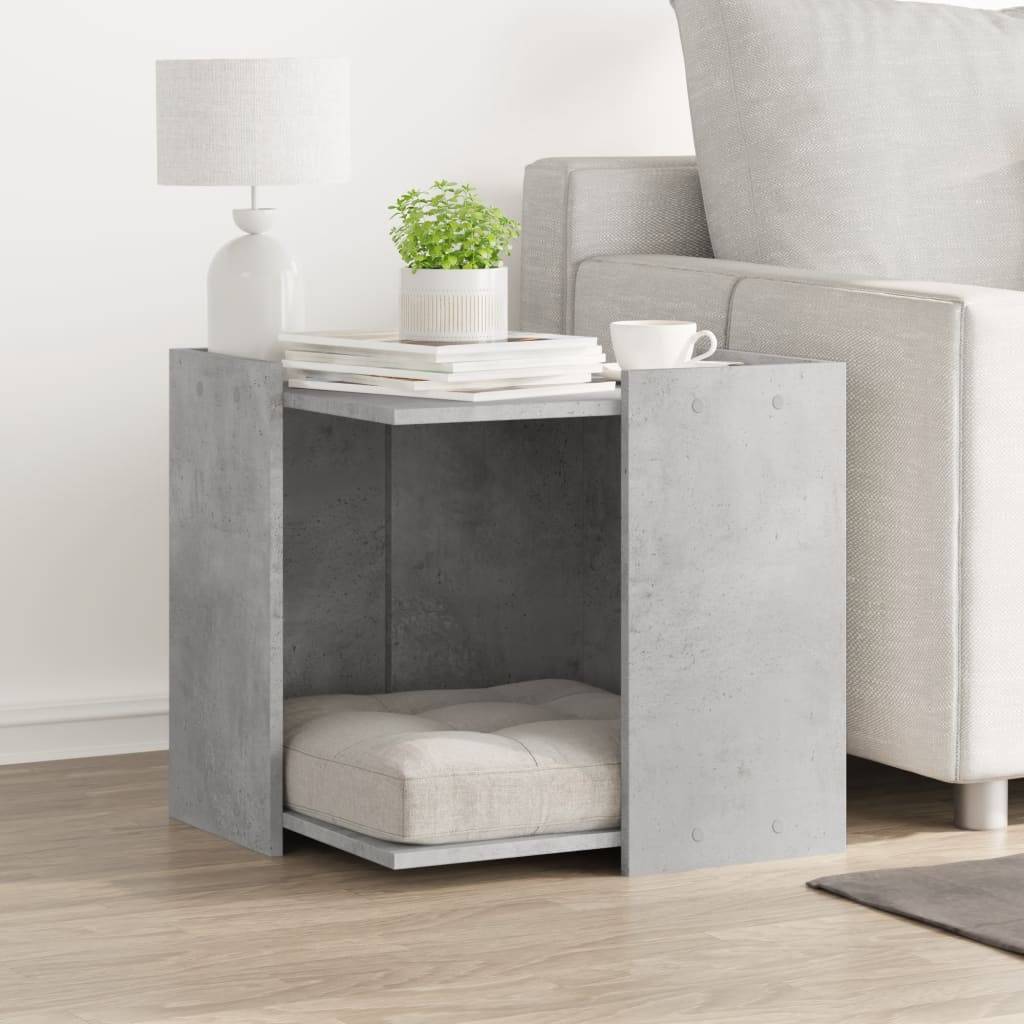 Lit pour chat - Meuble de bac à litière pour chat gris béton bois d'ingénierie MP560 - Image 3
