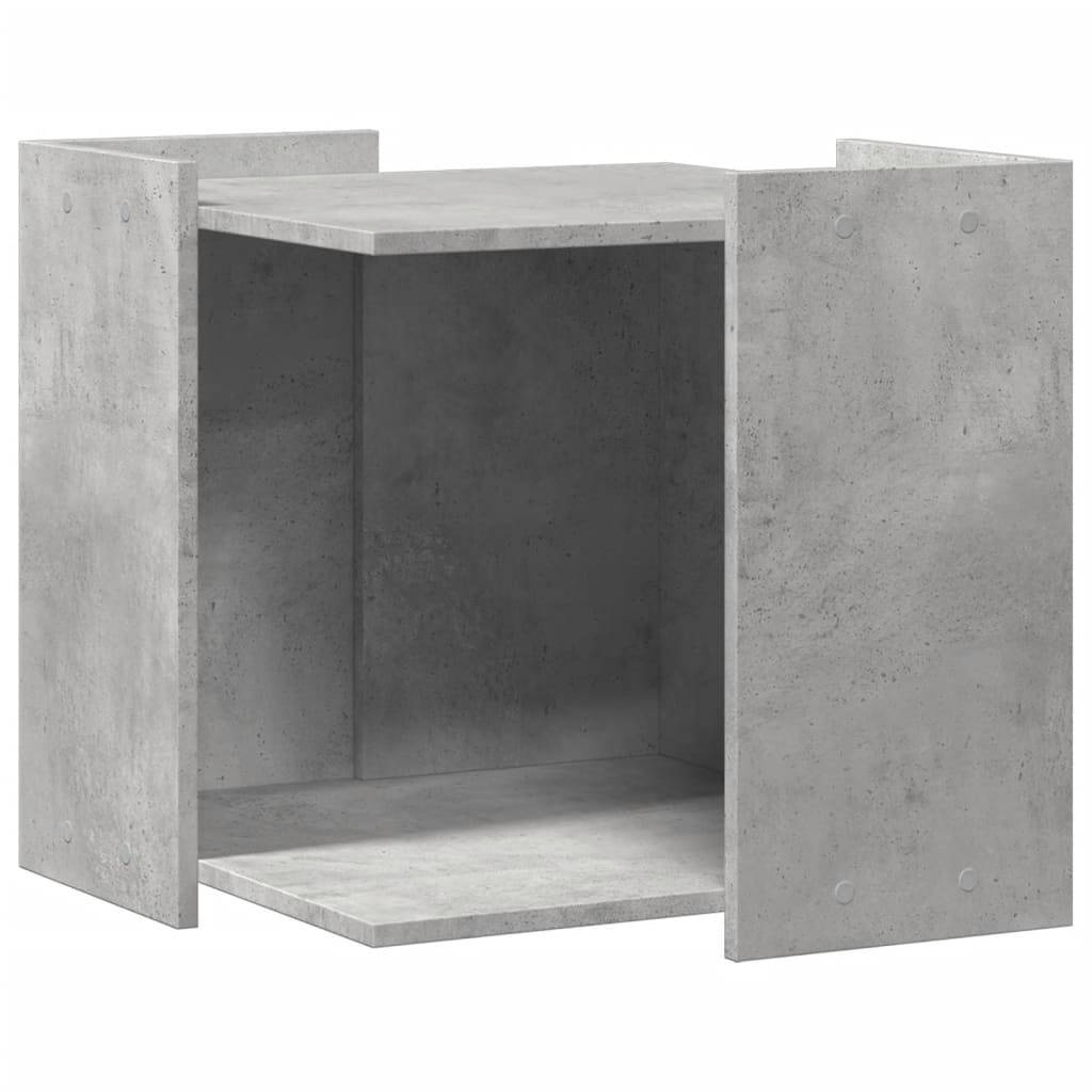 Lit pour chat - Meuble de bac à litière pour chat gris béton bois d'ingénierie MP560 - Image 1