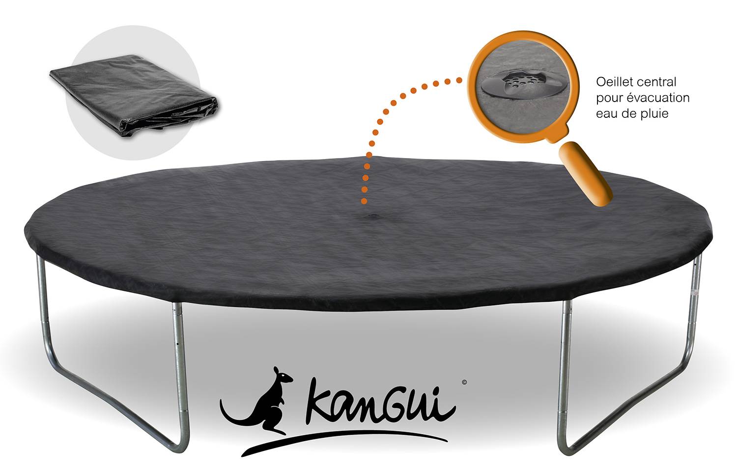 Kangui - Trampoline jardin Ø 250 cm + filet + échelle + bâche - JUMPI 250 - Noir/Vert Kangui - Imagen 5