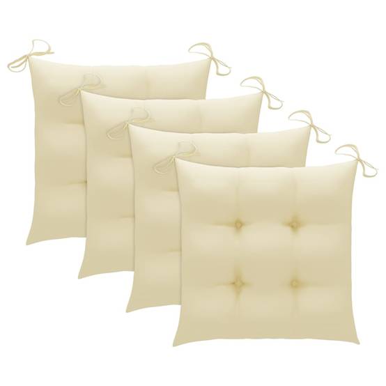 Chaises de jardin empilables Teck solide avec coussins blanc cassé 60 x 57.5 x 90 cm - PANGIVO - Image 7