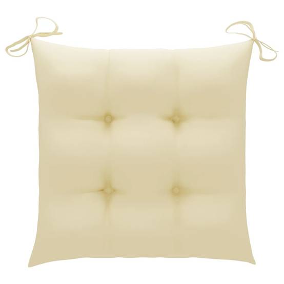 Chaises de jardin empilables Teck solide avec coussins blanc cassé 60 x 57.5 x 90 cm - PANGIVO - Image 8