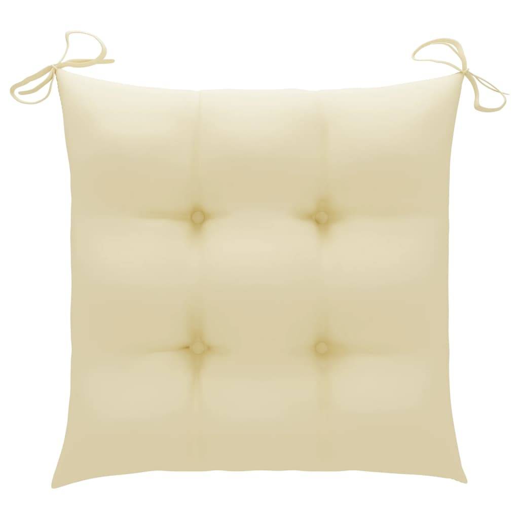 Chaises de jardin empilables Teck solide avec coussins blanc cassé 60 x 57.5 x 90 cm - PANGIVO - Image 8