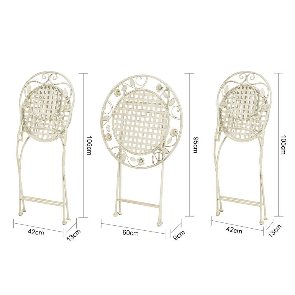 Sobuy - 3pcs Salon de Jardin 2 Personnes - 2 Chaises de Jardin + 1 Table Bistrot Pliantes Ensemble de Jardin Table Ronde L 60 x I 60 x H 77cm SoBuy - Imagen 9