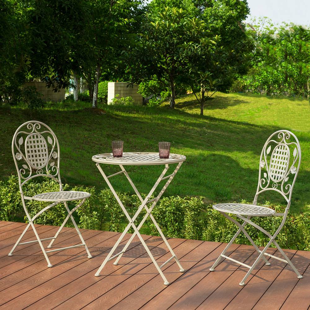 Sobuy - 3pcs Salon de Jardin 2 Personnes - 2 Chaises de Jardin + 1 Table Bistrot Pliantes Ensemble de Jardin Table Ronde L 60 x I 60 x H 77cm SoBuy - Imagen 8