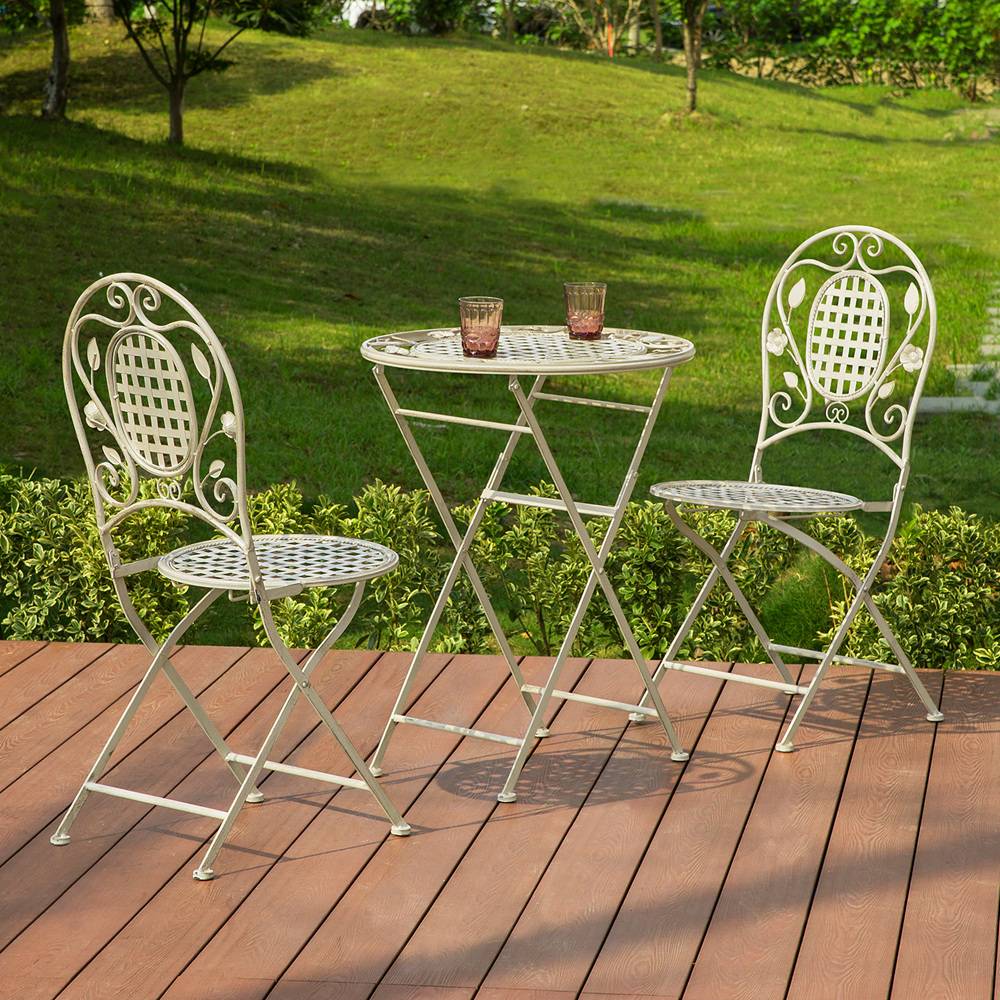 Sobuy - 3pcs Salon de Jardin 2 Personnes - 2 Chaises de Jardin + 1 Table Bistrot Pliantes Ensemble de Jardin Table Ronde L 60 x I 60 x H 77cm SoBuy - Imagen 2