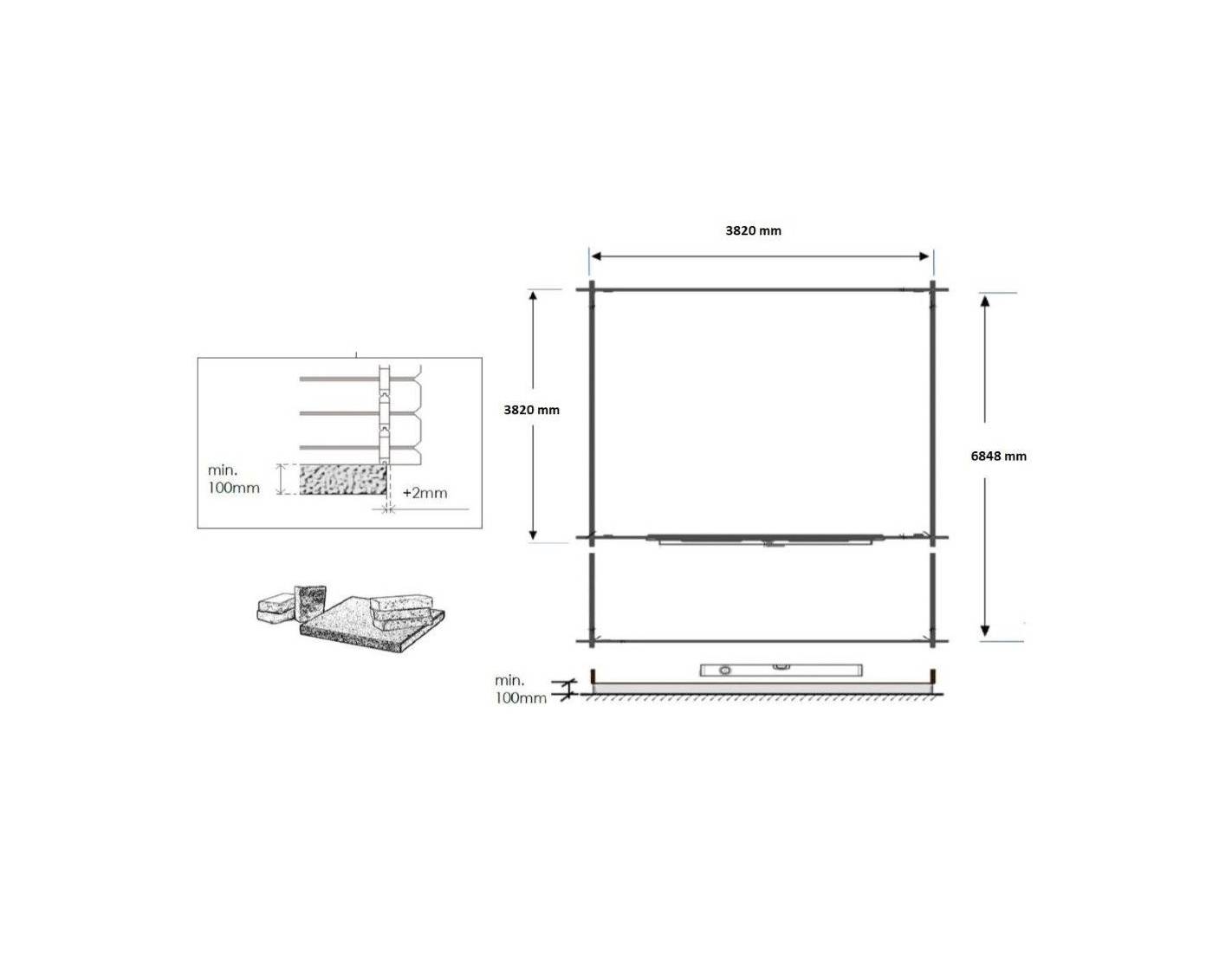 Altanka - Abri de jardin en bois - 4x4 m + terrasse avec balustrade et avant-toit en bois - 28 m2 - Traité - DOM181+DOM541+DOM542+POD05 - ALTANKA - Imagen 3